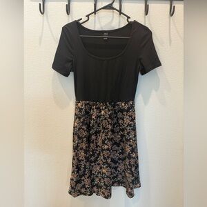 H&M Black Fit and Flare Midi Dress Scoop Neck